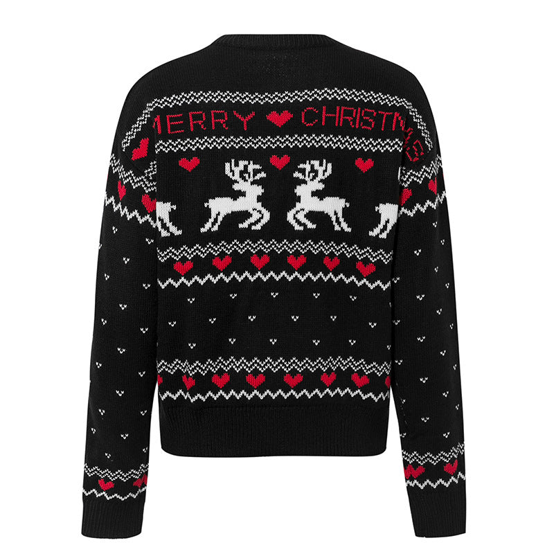 Plus Size Christmas Heart Reindeer Sweater for Women