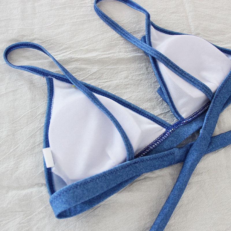 Denim Color Bikini Swimsuit Set