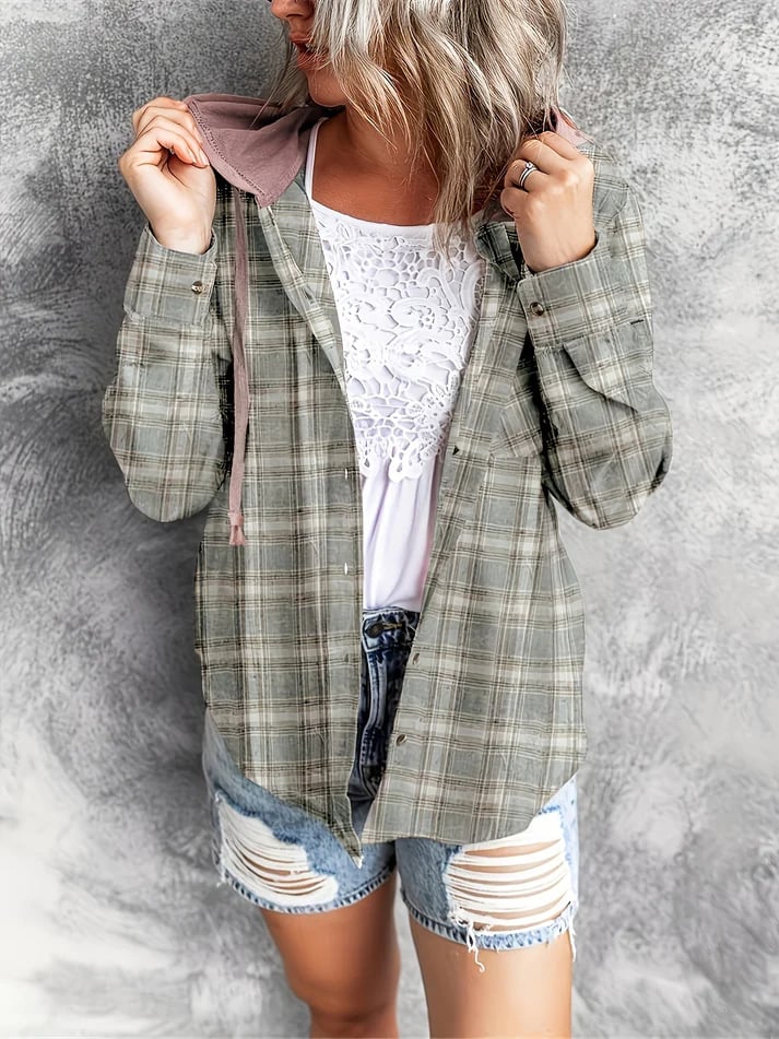 Casual Hooded Sweater with Button Front Design