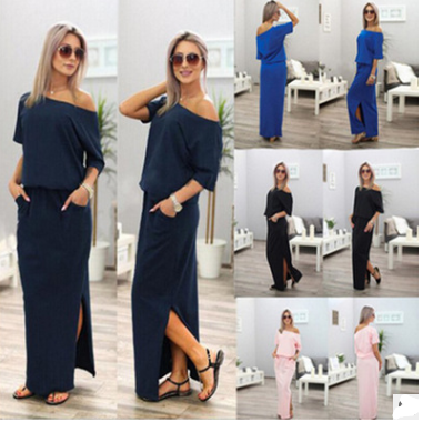 Summer Women's Dress with Side Slits and Pockets
