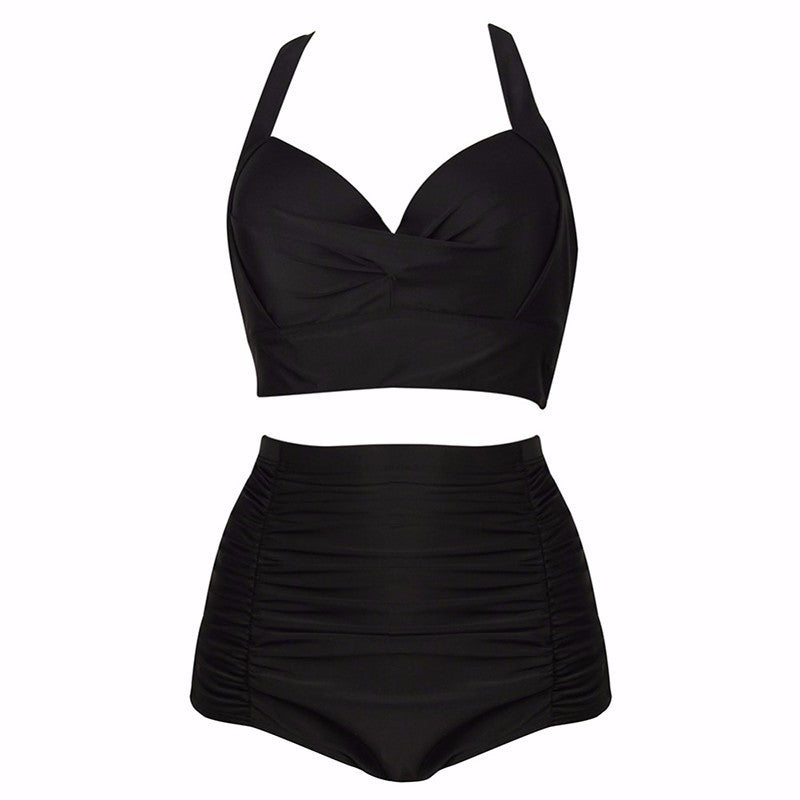 Plus Size High Waist Retro Women's Swimsuit Bikini