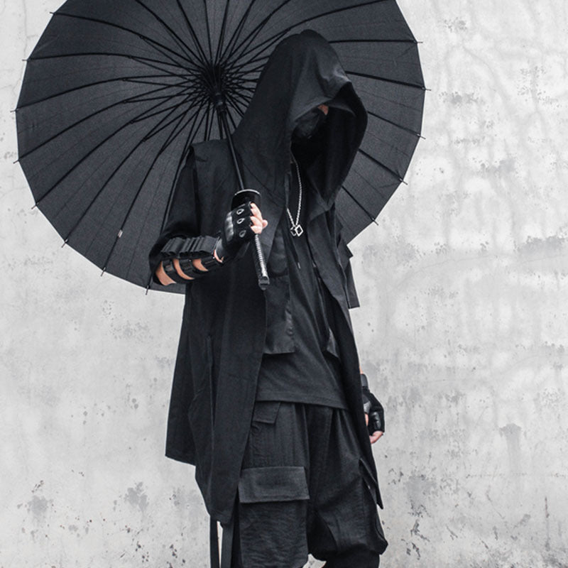 2023 Punk Hip Hop Hooded Trench Coat for Men