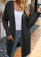 Women's Long Solid Color Pocket Sweater