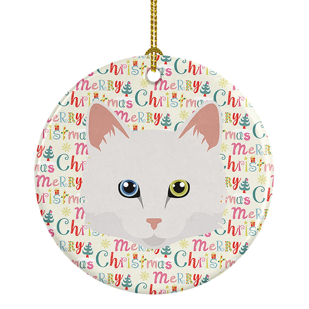 Turkish Angora Cat Christmas Ceramic Ornament
