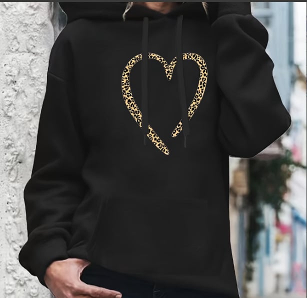 Retro Love Pattern Women's Hoodie Pullover College Style | Streetwear