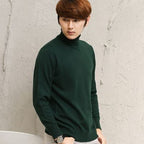 Men's Casual Turtleneck Sweater - Round Neck Style