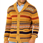 Men's Contrasting Color Jacquard Knitted Cardigan