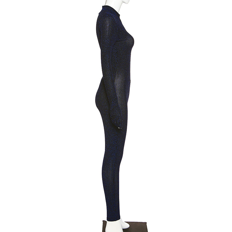 High-Waisted Sheer Bodysuit with Zipper Stripes
