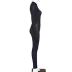 High-Waisted Sheer Bodysuit with Zipper Stripes