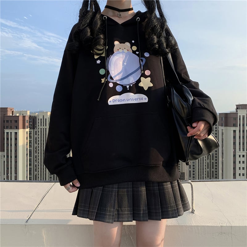Trendy Loose Thin Hoodie for Junior High Girls | Streetwear