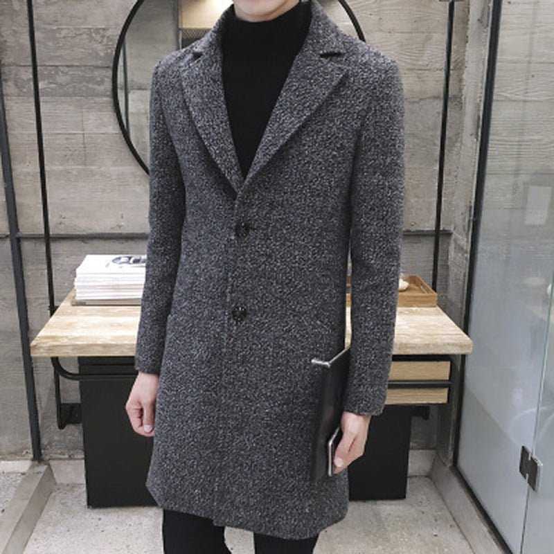 Men's Thick Wool Blend Casual Trench Coat Plus Size 5XL
