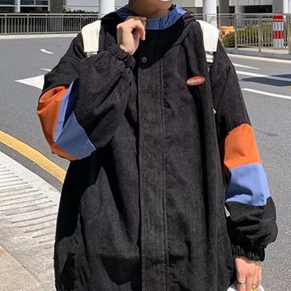 Colorblock Hooded Zipper Men's Long Sleeve Jacket