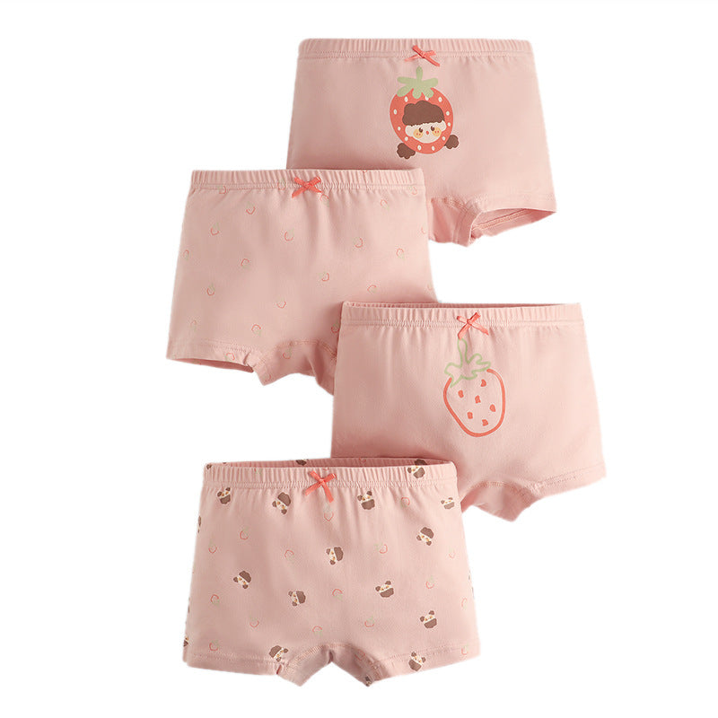 Spring Summer Girls Cotton Cartoon Boxer Shorts