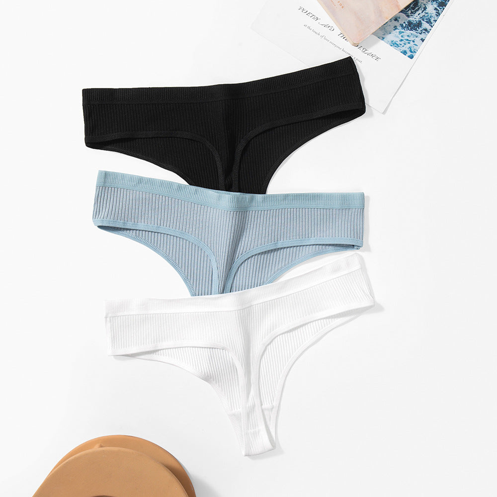Trendy Solid Color Breathable Low Waist Women's Thongs