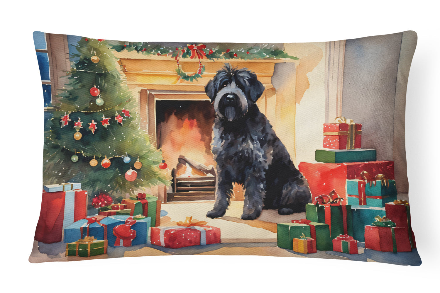 Bouvier des Flandres Cozy Christmas Throw Pillow
