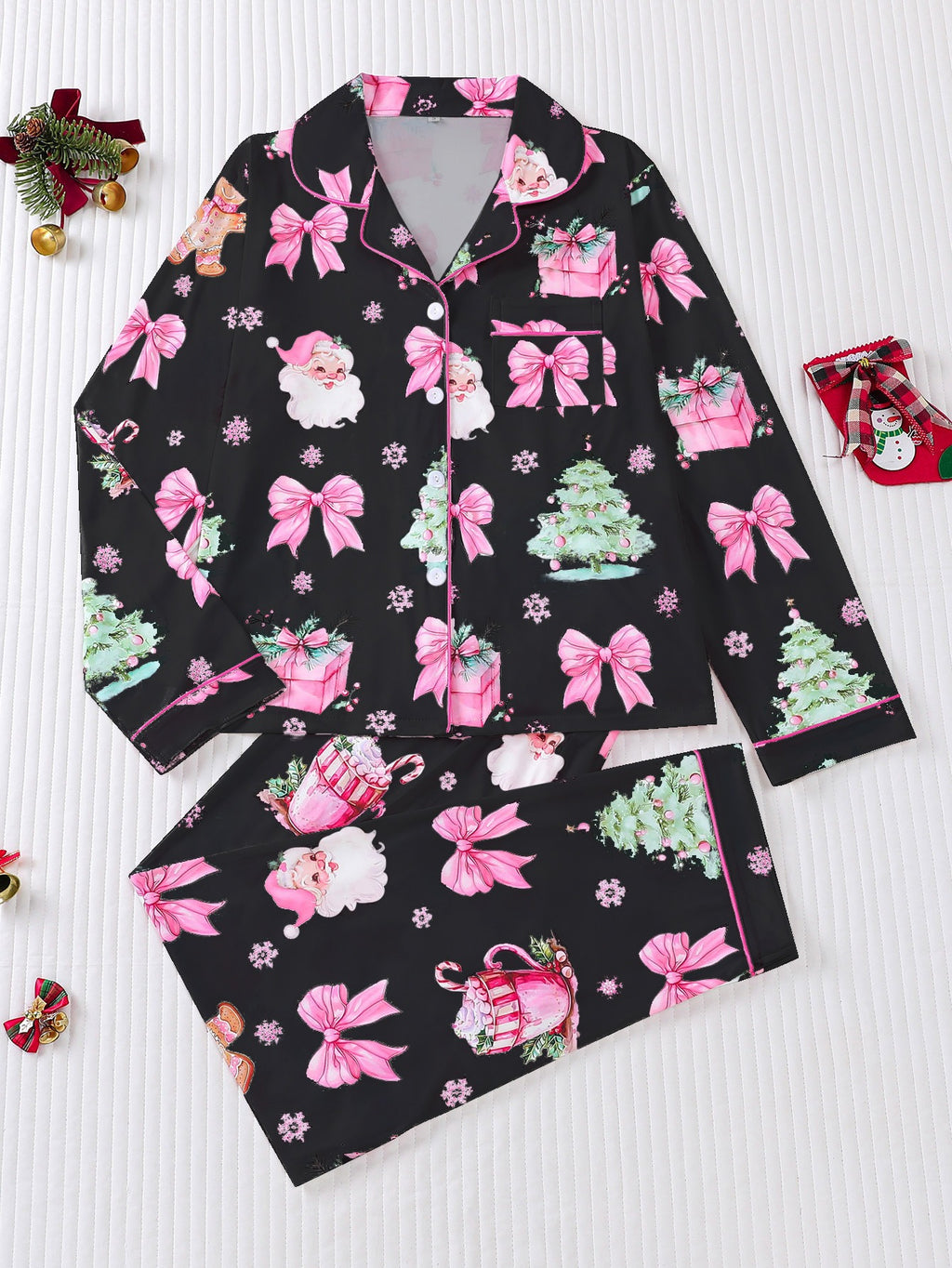 Women's Christmas Print Long Sleeve Pajama Set