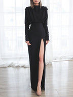 High Collar Pullover Slit Dress for Women | Streetwear