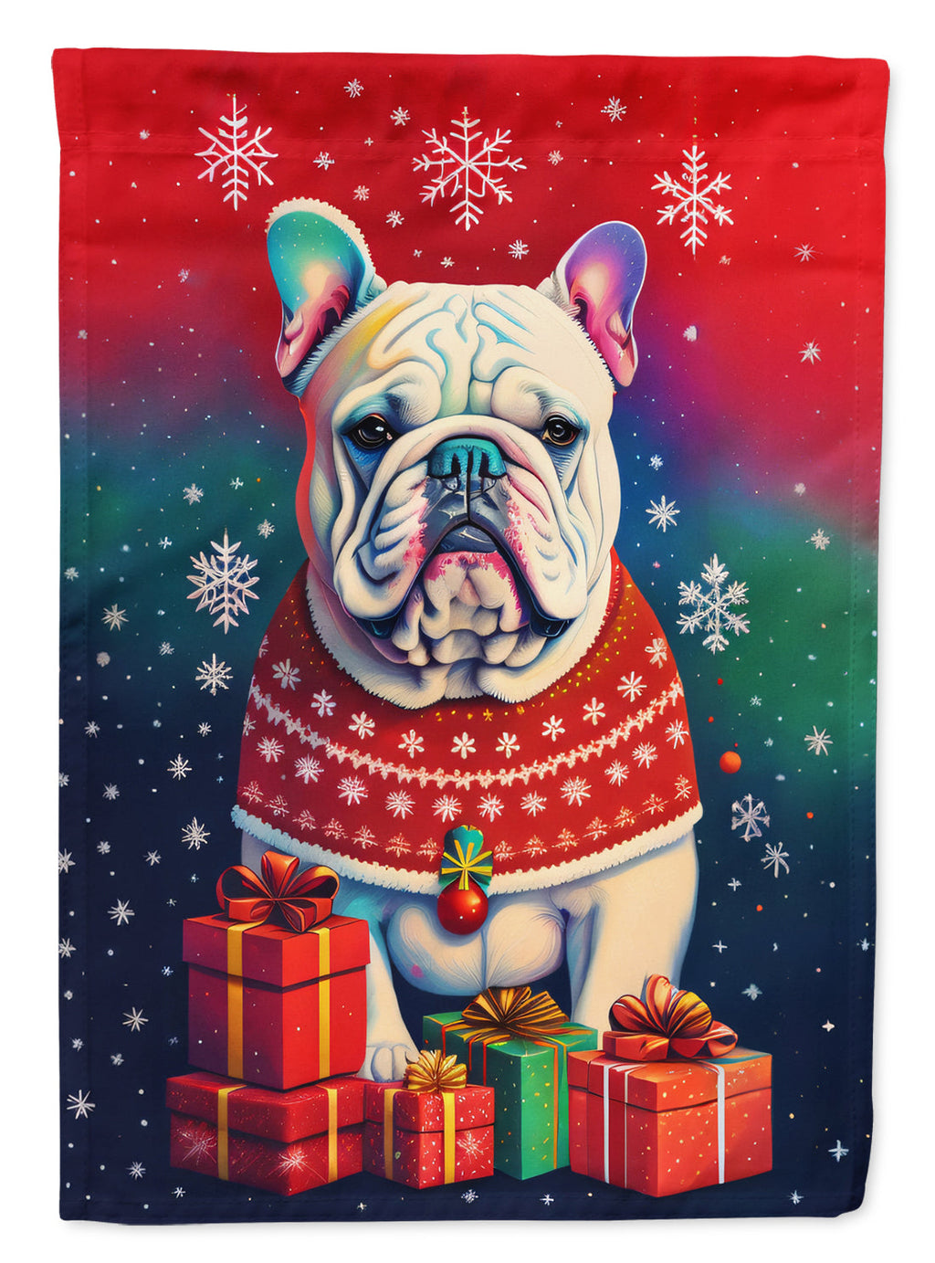 English Bulldog Holiday Christmas Garden Flag