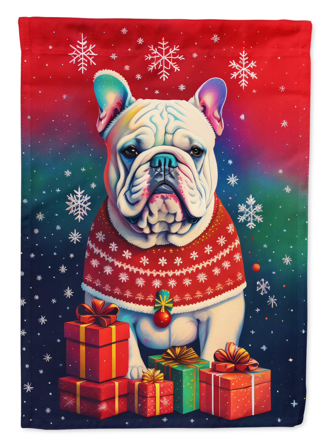 English Bulldog Holiday Christmas Garden Flag