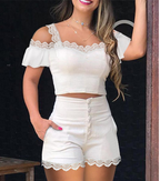 LZQ4181L Women's Off-Shoulder Lace Set for Cross-Border
