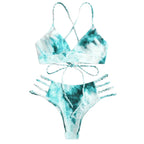 Tie-Dye Braided Strappy Bikini Set
