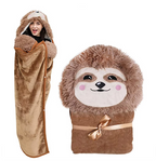 Cute Soft Sloth Hooded Fleece Blanket Cloak (One Piece)