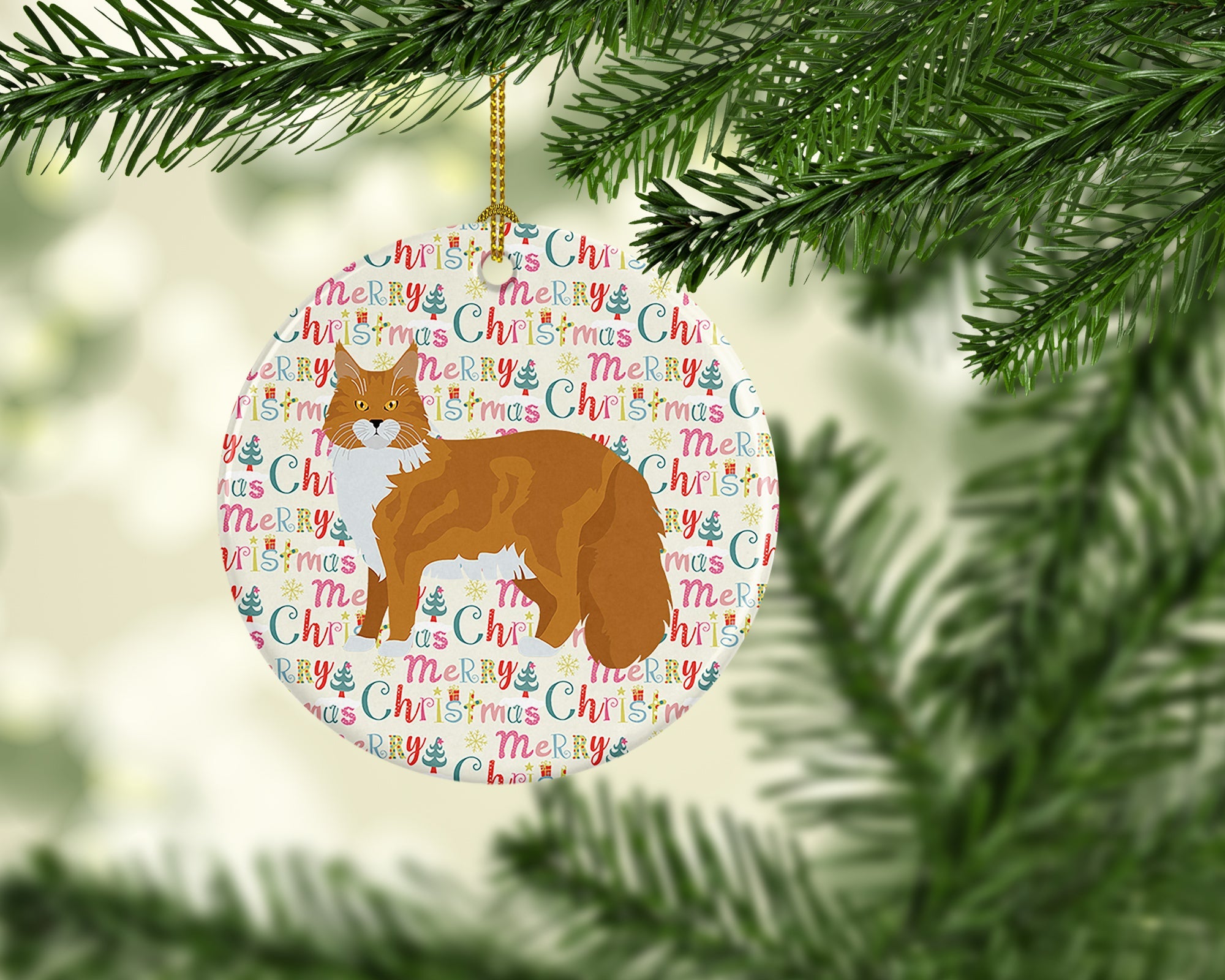 Maine Coon #1 Cat Christmas Ceramic Ornament
