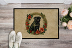 Pug Christmas Flowers Doormat