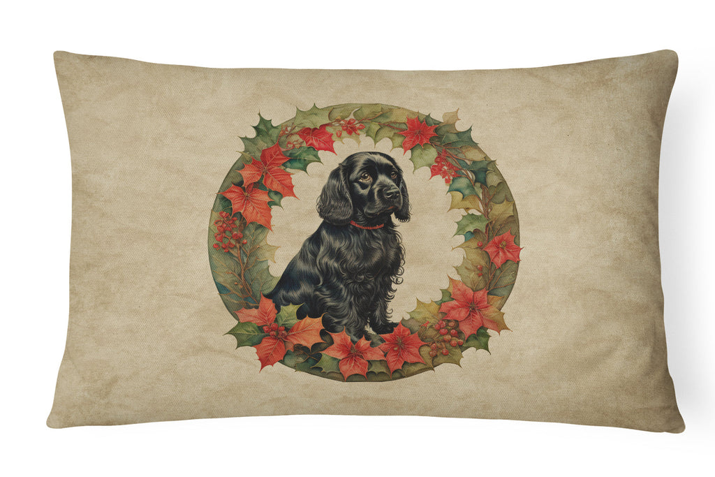 Cocker Spaniel Christmas Flowers Throw Pillow