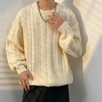 Korean Knitted Pullover Sweater for Men in Solid Color | Streetwear