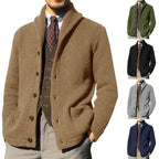 Men's Thickened Knitted Coat with Pockets and Buttons