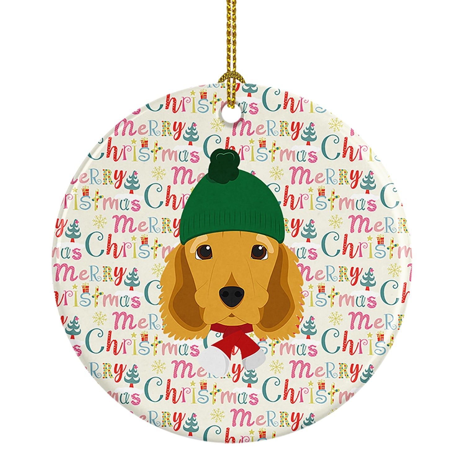 Cocker Spaniel Merry Christmas Ceramic Ornament