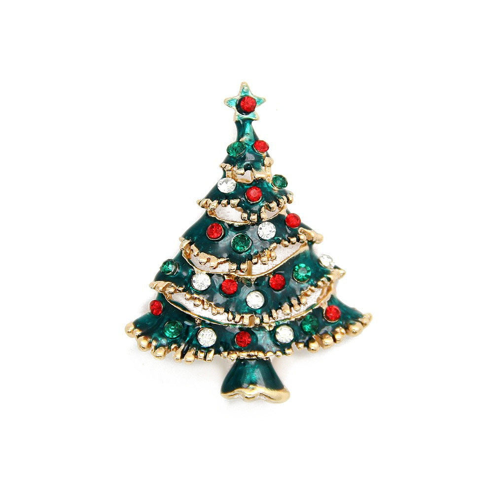 White Colorful Christmas Tree Brooch for Women