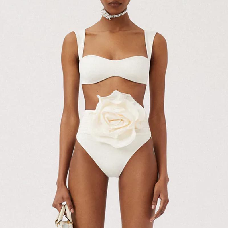2023 Women's High-Waisted Sexy Bikini with Rose Design