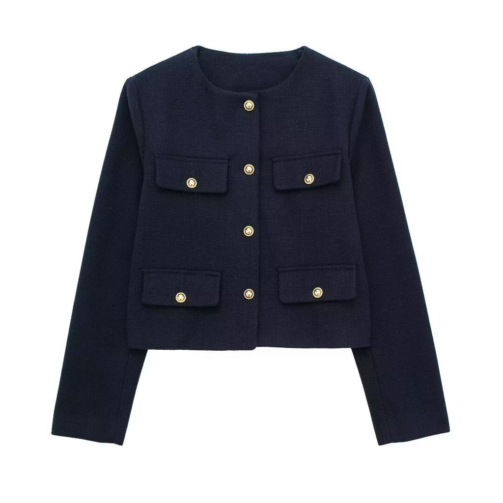 Fashion Casual Flip Trim Short Coat