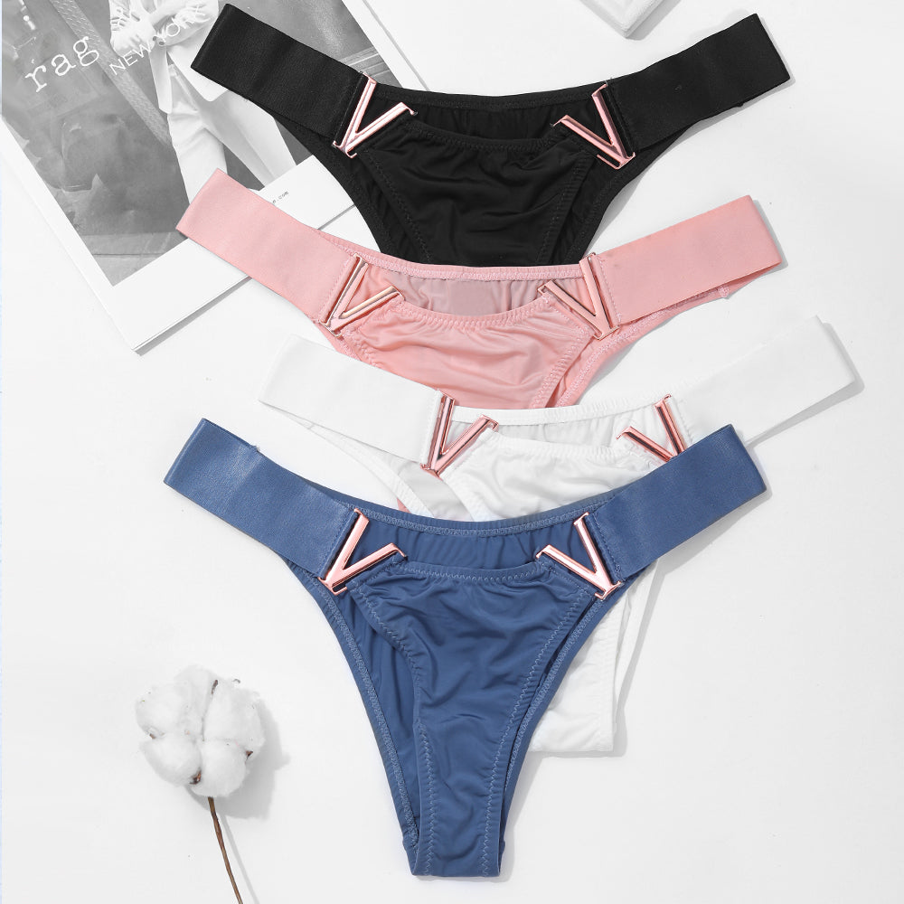 V-Shaped Metal Decoration Women's Sports Hip Panties