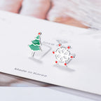 Enamel Stud Earrings - Cute Christmas Reindeer Design