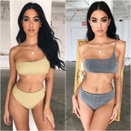 2019 Women's One-Shoulder Metallic Bikini Swimsuit 9182