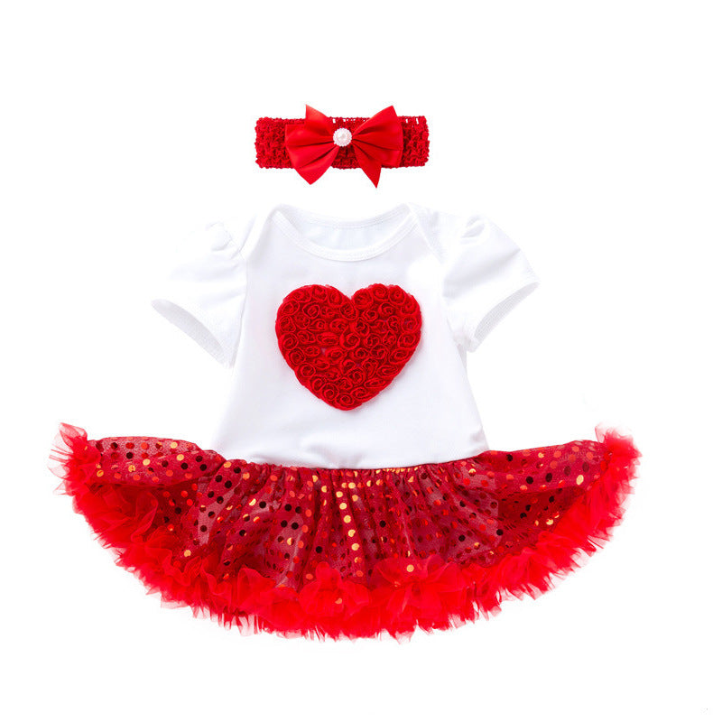 Christmas Baby Love Sequin Short Sleeve Dress