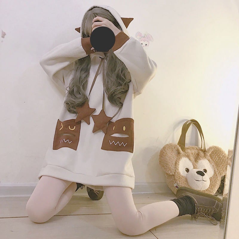 Cute Thickened Fleece Sweater with Ear Design for Women