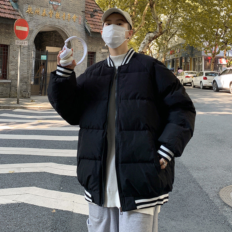 Men's Loose Padded Jacket in Solid Color