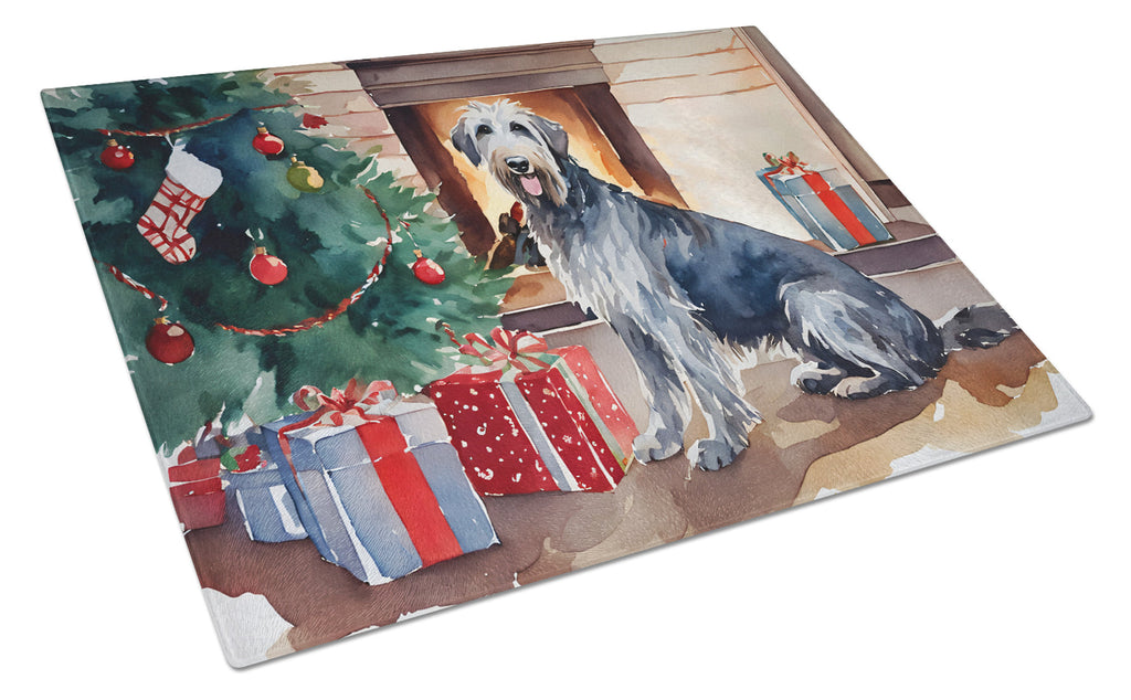 Irish Wolfhound Cozy Christmas Glass Cutting Board