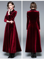 Over-the-Knee Long Velvet Coat for Women