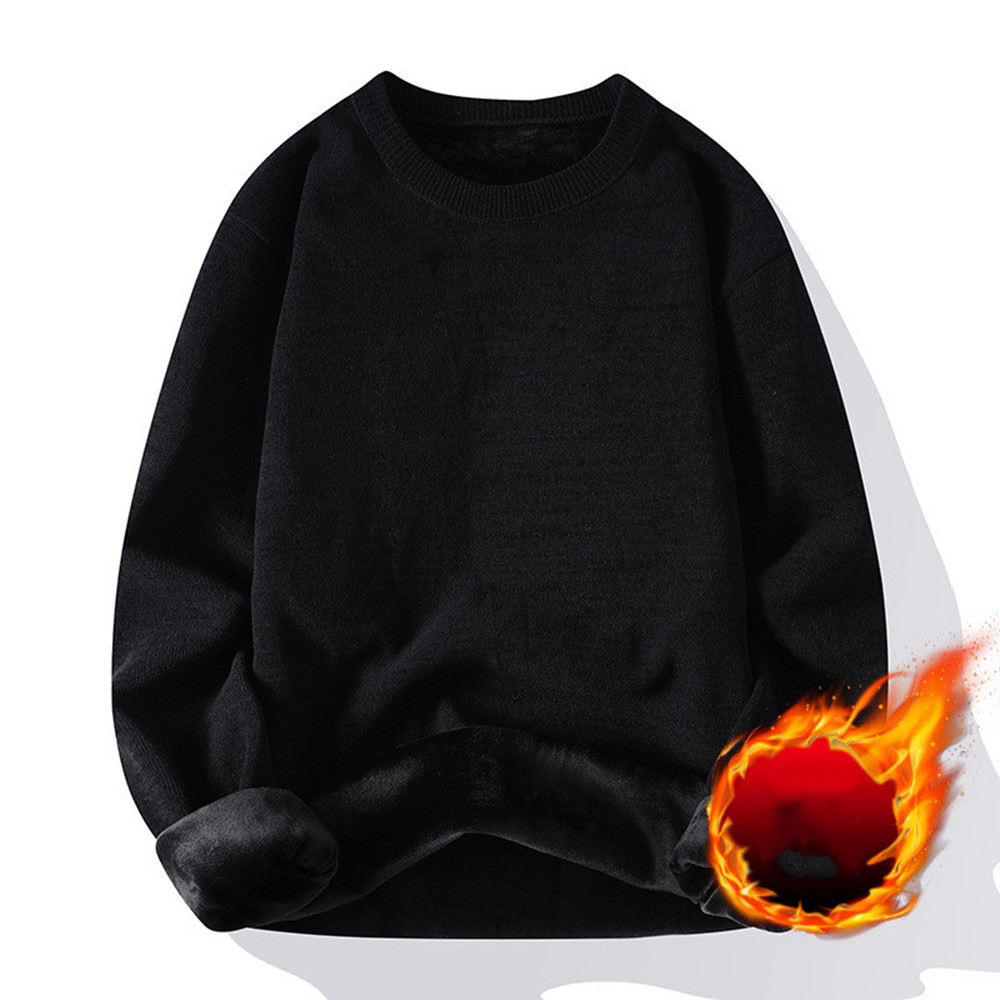 Men's Plush Round Neck Sweater