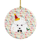 Poodle Merry Christmas Ceramic Ornament