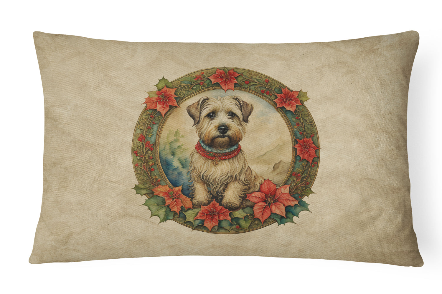 Glen of Imaal Terrier Christmas Flowers Throw Pillow