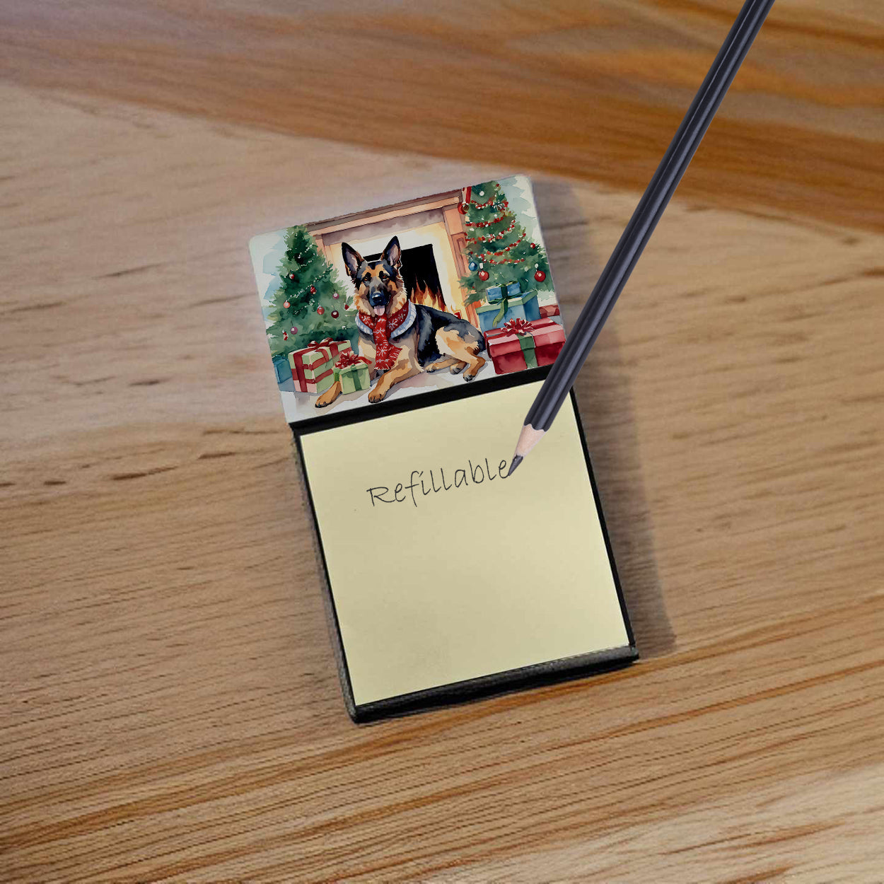 German Shepherd Cozy Christmas Sticky Note Holder