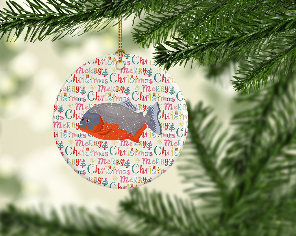 Piranha Christmas Ceramic Ornament