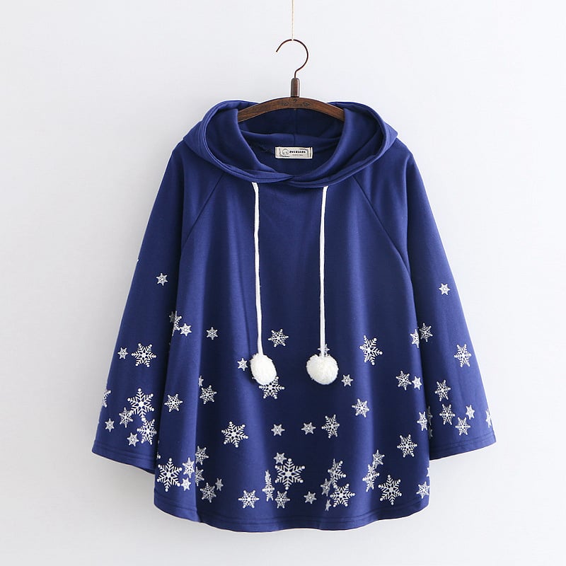 Japanese College Style Cartoon Snowflake Hoodie | Streetwear