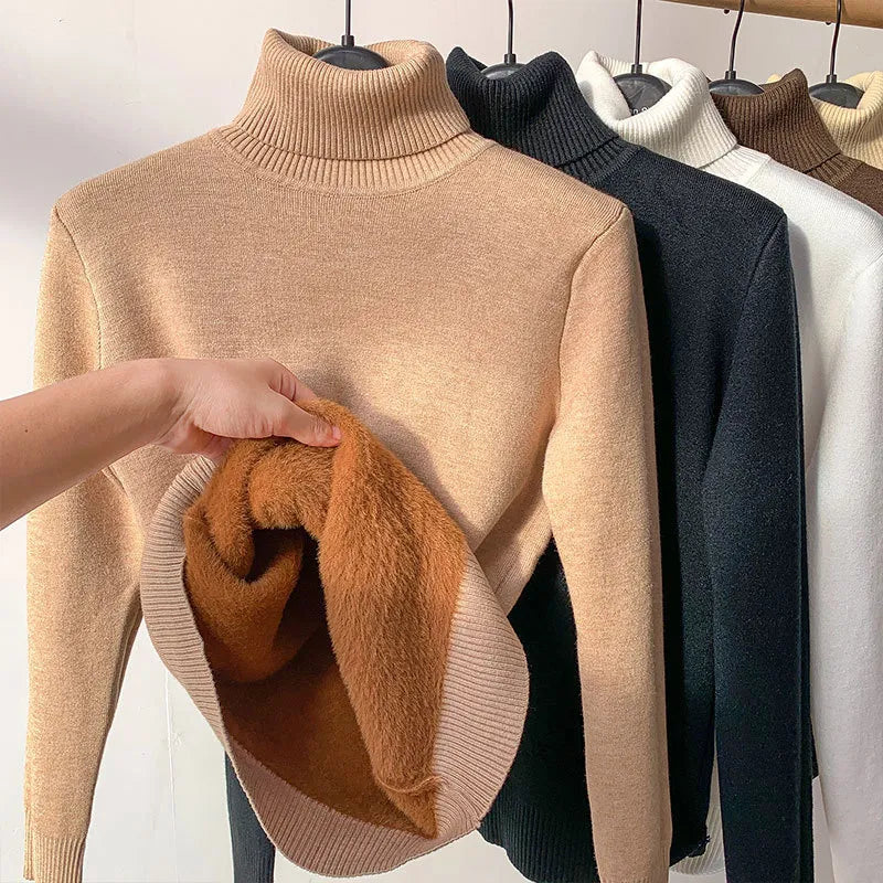 Women's Elegant Turtleneck Winter Sweater - Thick, Warm Knit Pullover | Streetwear